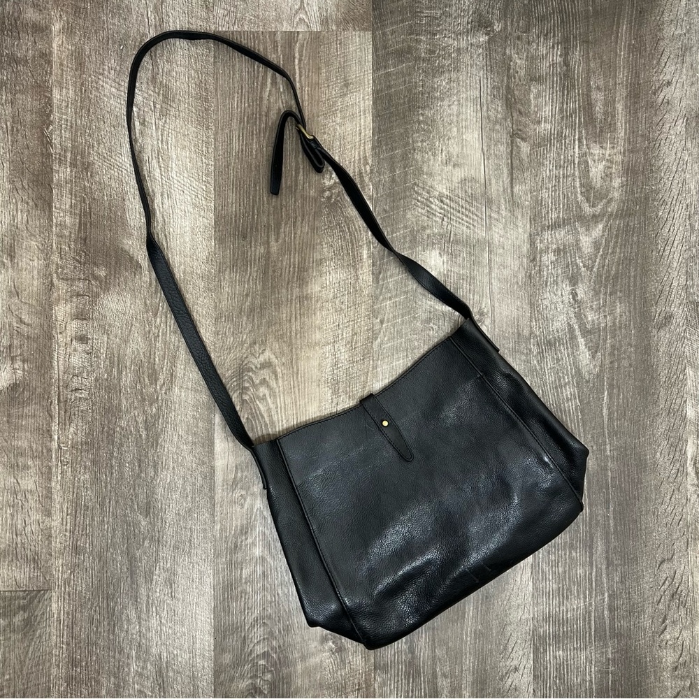 L.L. Bean Vintage Black Italian Leather Shoulder Bag